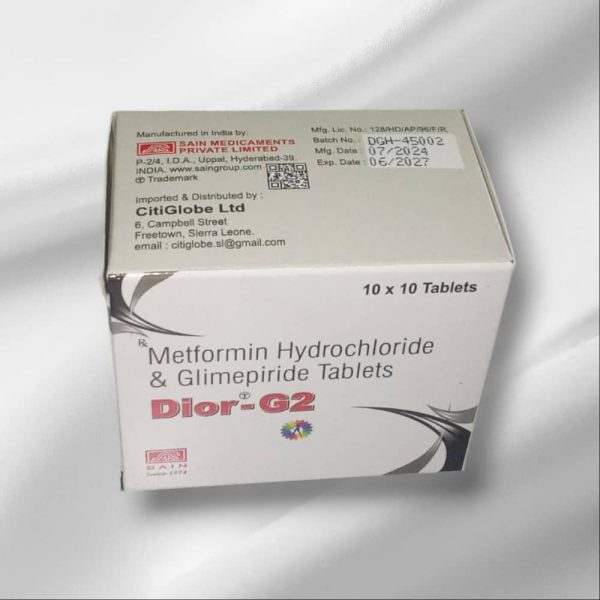 Dior-G2 - Metformin (500mg) Hydrochloride & Glimepiride (2mg) Tabs
